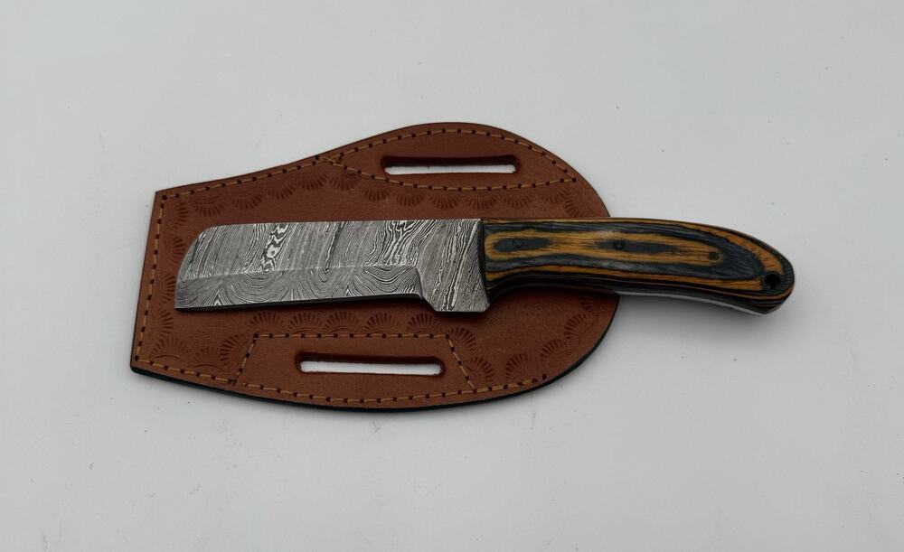 Handmade Damascus Steel Fixed Blade Knife w/ Leather Sheath – Pakistan Made NEW